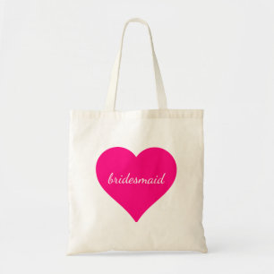 Gepersonaliseerde roze hartenbridesmaid tote bag