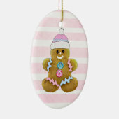 Gepersonaliseerde roze kerstman keramisch ornament (Rechts)