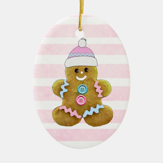 Gepersonaliseerde roze kerstman keramisch ornament (Voorkant)