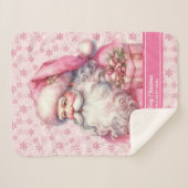 Gepersonaliseerde Roze Kerstman Meisjes Deken Kers (Voorkant (horizontaal))