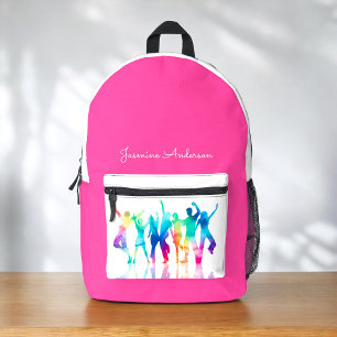 Gepersonaliseerde roze kinder school bedrukte rugzak