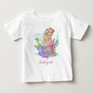 Gepersonaliseerde roze kleine blonde zeemeermin