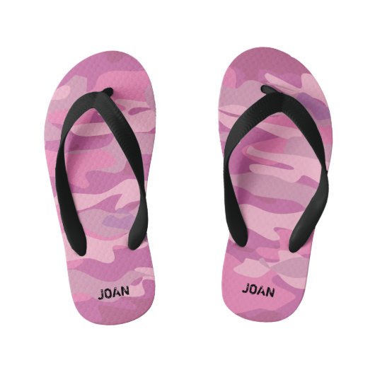 Gepersonaliseerde roze leger camo Teenslippers voo (Voetbed)