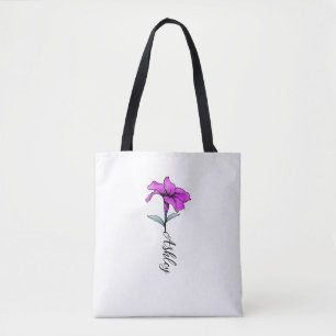 Gepersonaliseerde Roze Lelie Bloem Draagtas