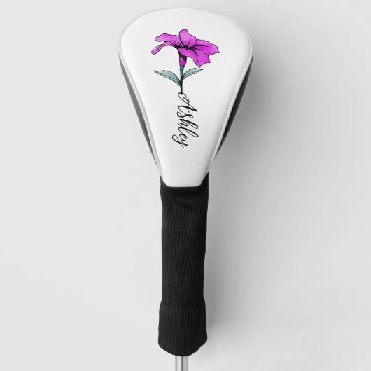 Gepersonaliseerde roze lelie bloem golfheadcover (Voorkant)