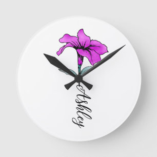 Gepersonaliseerde roze lelie bloem ronde klok