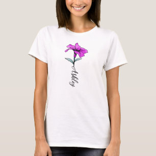 Gepersonaliseerde roze lelie bloem t-shirt
