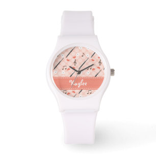 Gepersonaliseerde roze lichtte horloge
