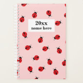 Gepersonaliseerde roze lieveheersbeestje planner v (Voorkant)
