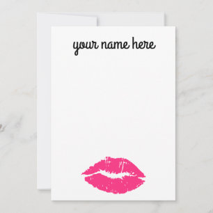 Gepersonaliseerde roze lippen Notecards Bedankkaart