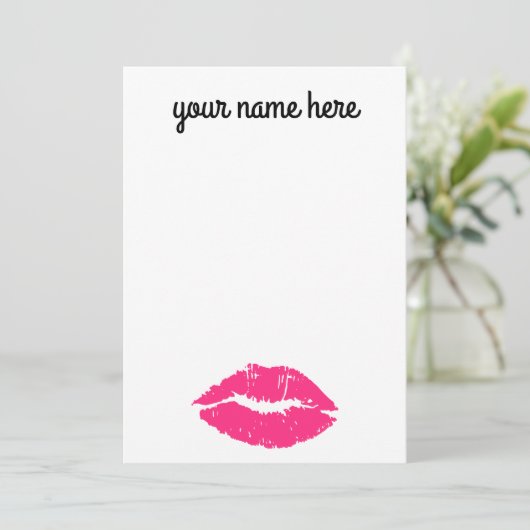 Gepersonaliseerde roze lippen Notecards Bedankkaart (Staand voorkant)