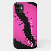 Gepersonaliseerde Roze Lippen Print Case-Mate iPhone Case (Achterkant)