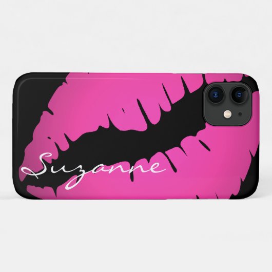 Gepersonaliseerde Roze Lippen Print Case-Mate iPhone Case (Achterkant (horizontaal))