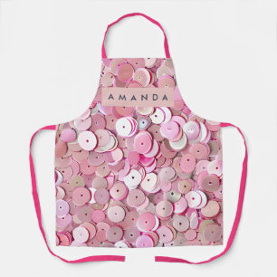 Gepersonaliseerde Roze Lovertjes Glans Schort