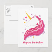 Gepersonaliseerde Roze Magische Eenhoorn Briefkaart (Voorkant / Achterkant)