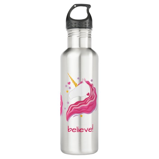 Gepersonaliseerde Roze Magische Eenhoorn Waterfles (Voorkant)