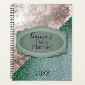 Gepersonaliseerde roze marmer minty groen planner (Voorkant)