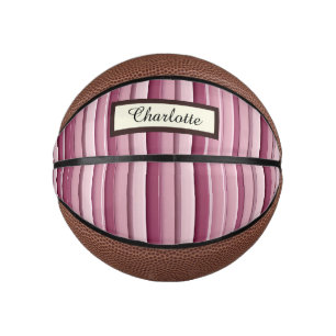Gepersonaliseerde Roze Mauve Stripes Mini Basketba Basketbal