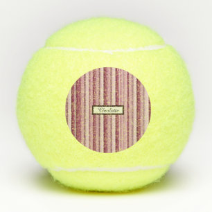 Gepersonaliseerde roze Mauve Stripes Tennisballen