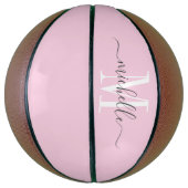Gepersonaliseerde roze meisje monogrammed basketba basketbal (Verticaal)