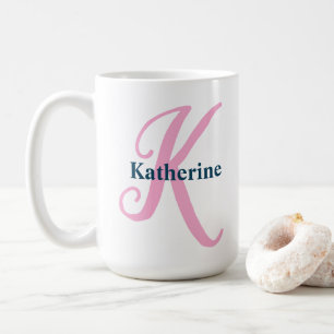 Gepersonaliseerde roze monogram letter K Aangepast Koffiemok