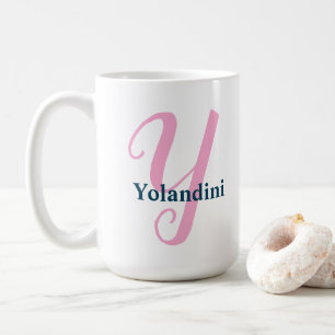 Gepersonaliseerde Roze Monogram Letter Y Aangepast Koffiemok