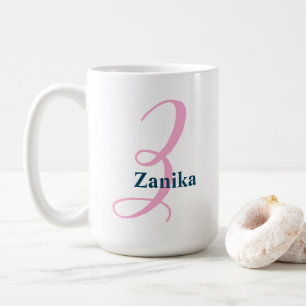 Gepersonaliseerde Roze Monogram Letter Z Aangepast Koffiemok