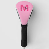 Gepersonaliseerde roze monogram naam golfheadcover (Voorkant)