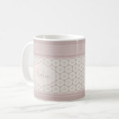 Gepersonaliseerde roze monogram naam koffie mok (Voorkant links)