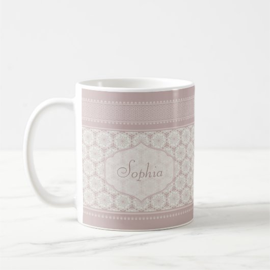 Gepersonaliseerde roze monogram naam koffie mok (Links)
