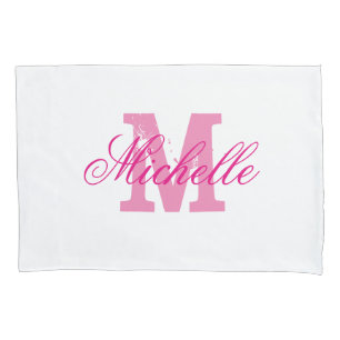 Gepersonaliseerde roze monogram proefkisten kussensloop