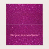 Gepersonaliseerde roze mousserende glitter visitekaartjes (Buitenkant ongevouwen)