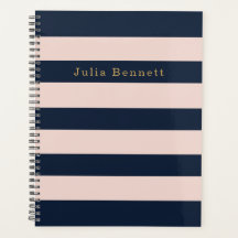 Gepersonaliseerde Roze Navy Gestreepte Custom Spir