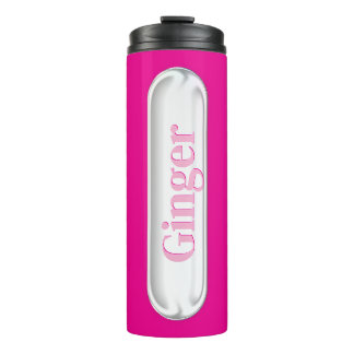 Gepersonaliseerde Roze Nep Glas Naambordje Thermosbeker