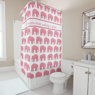 Gepersonaliseerde Roze Olifant  Douchegordijn