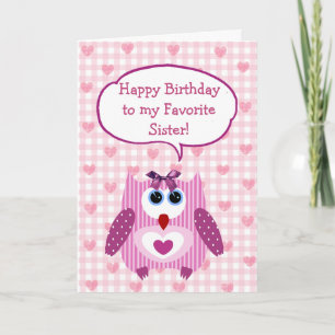 Gepersonaliseerde roze orwl Happy Birthday Card Zu Kaart
