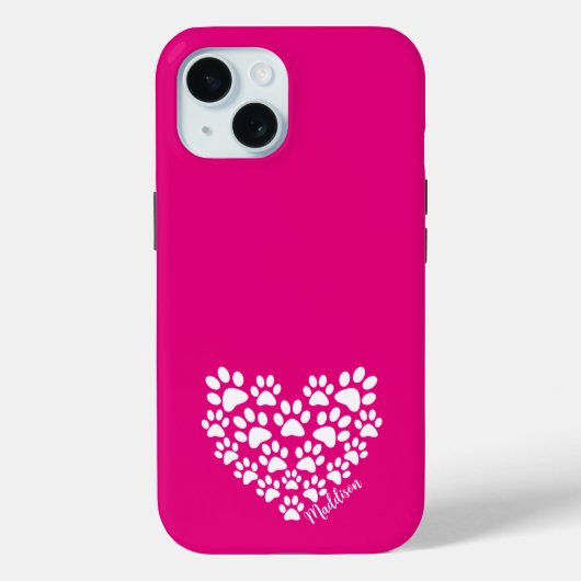 Gepersonaliseerde roze paw print Case-Mate iPhone case (Achterkant)