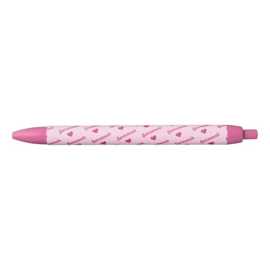 Gepersonaliseerde roze pen - Elke naam met harten (Voorkant)