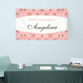 Gepersonaliseerde roze poka-Dot Birthday Banner (Beurs)