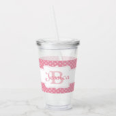 Gepersonaliseerde roze pokadot acryl drinkbeker (Links)