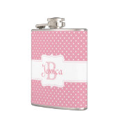 Gepersonaliseerde roze pokadot heupfles (Links)