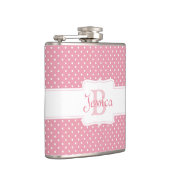 Gepersonaliseerde roze pokadot heupfles (Rechts)