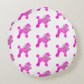 Gepersonaliseerde Roze Poodle Rond Kussen (Achterkant)