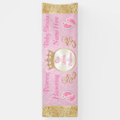 Gepersonaliseerde roze prinses Baby shower banner (Verticaal)