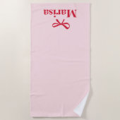 Gepersonaliseerde roze & rode boog naam strandlaken (Voorkant)