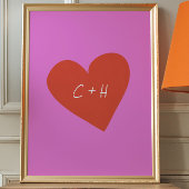 Gepersonaliseerde roze rode hart liefde koppels In Poster