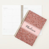 Gepersonaliseerde roze roze goudglitter monogram planner (Display)