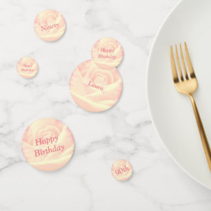 Gepersonaliseerde Roze Rozen 90ste verjaardag Confetti