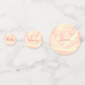 Gepersonaliseerde Roze Rozen 90ste verjaardag Confetti (Voorkanten)