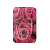 Gepersonaliseerde roze rozen girly badmat (Voorkant Verticaal)
